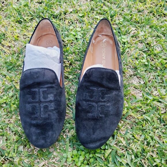 Tory Burch Shoes - Tory Burch Women's Ruby Smoking Slippers Black Suede Women's - Size 9.5